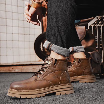 Luxury Brand Men's Lace-Up Shoes Winter Classic Mens High Top Boots Man Korean Version Casual Shoes Male Leather Fashion Boots