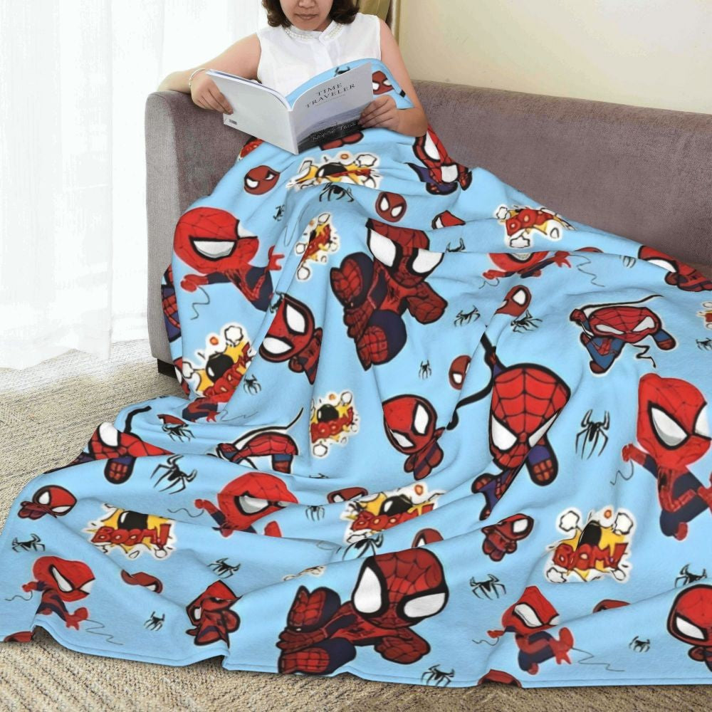 Cobertor de flanela engraçado e quente de desenho animado anime do Homem-Aranha, lindo e legal, para decoração de cama e lounge