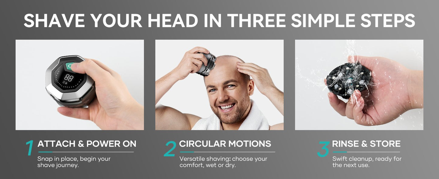 KENSEN Electric Head Shavers for Bald Men 6D Magnetic Razor Hair Trimmer USB Rechargeable LED Display Waterproof Beard Shavers