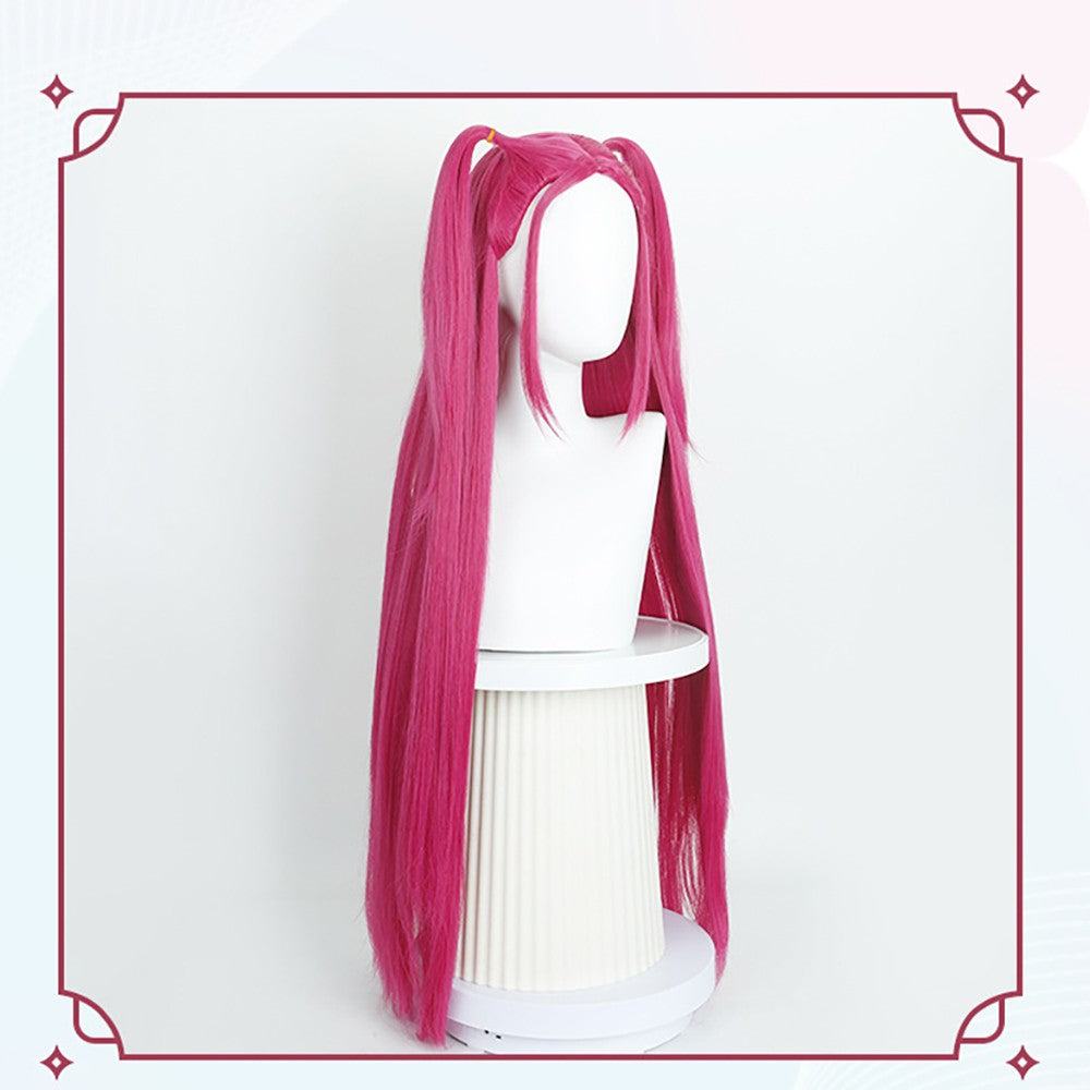 Anime Kpop: Demon Hunters Mila Cosplay Synthetic Hair 38-Inch Rose Red Straight Hair Halloween Daily Party Realistic Scalp Wig