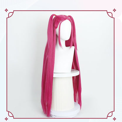 Anime Kpop: Demon Hunters Mila Cosplay Synthetic Hair 38-Inch Rose Red Straight Hair Halloween Daily Party Realistic Scalp Wig