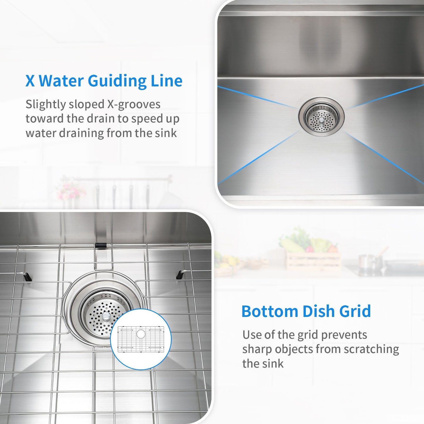 COZZIVITA KSSB32SS 32'' L Undermount Single Bowl Stainless Steel Kitchen Sink