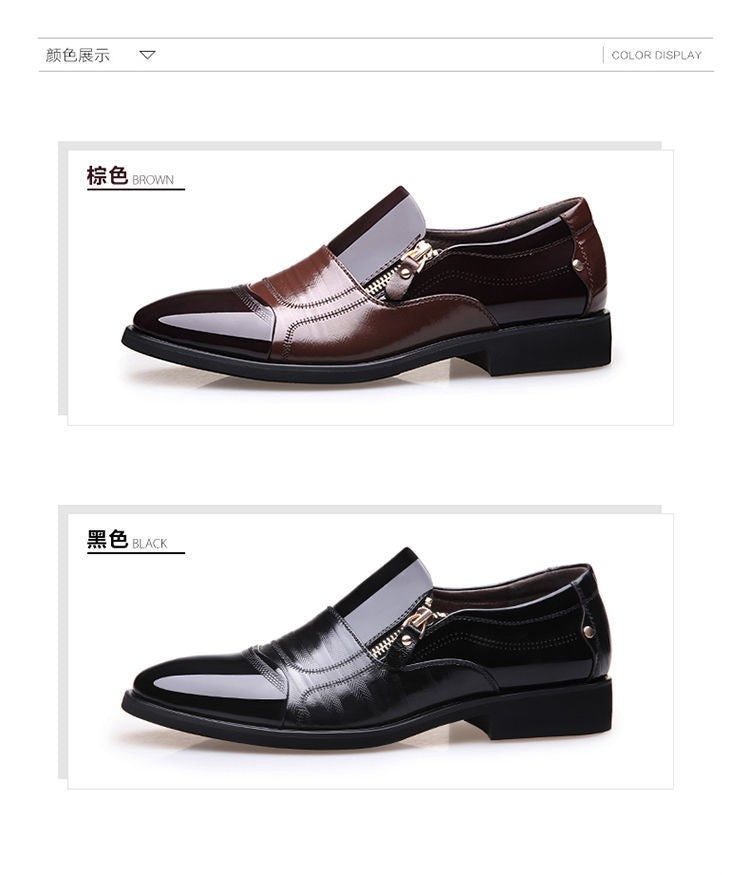 New autumn men's leather shoes Sharp pointed outdoor anti slip flat Fashion Business Zipper Footwear Casual comfort male shoes