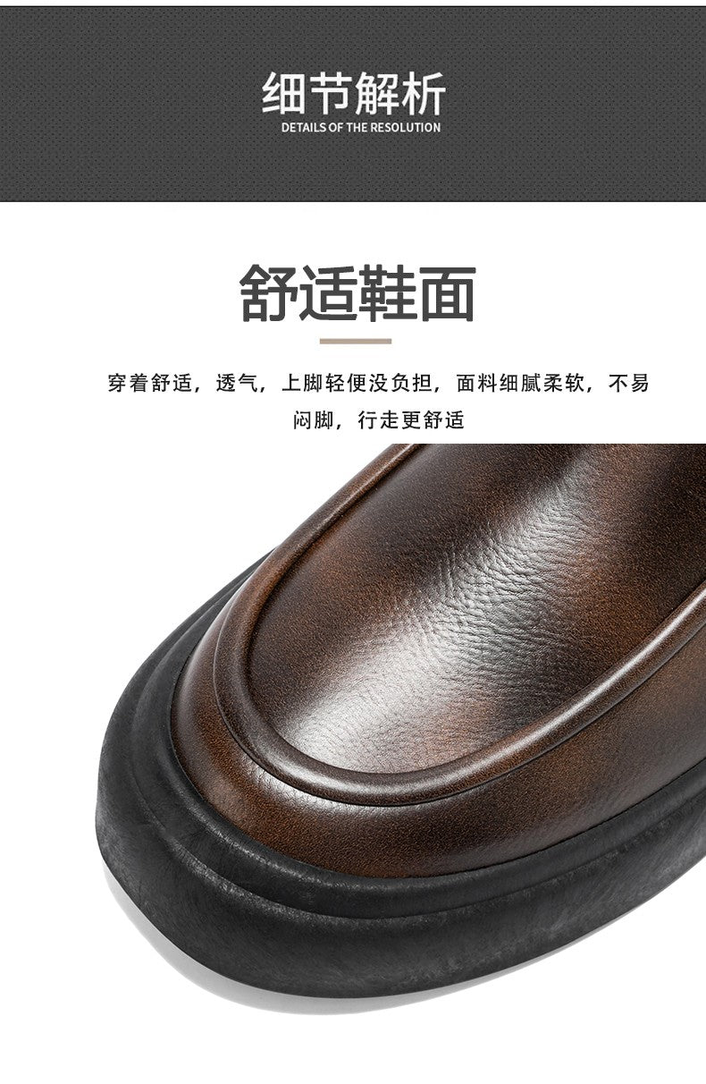 2025 Autumn New Leather Short Boots, Mid-calf Zipper Casual Outdoor Shoes, Anti-slip and Wear-resistant Men's Work Boots