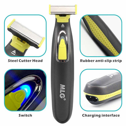 MLG USB Rechargeable Waterproof Washable Rechargeable Electric Shaver Beard Razor Body Trimmer Men Shaving Machine Hair