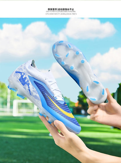 New Men's Soccer Shoes High-Top Soccer Cleats Outdoor Breathable Athletic Professional Spikes Youth Boys Football Shoes Unisex
