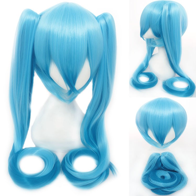 120CM Long Synthetic Hair Clips 2 Ponytails Lolita Green Pink Heat Resistant Party Wigs Synthetic Hair Hatsune Miku Wig Cosplay