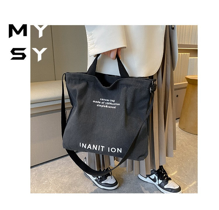 Japanese Canvas Men's and Women's Simple Cross-body Bag Wash Canvas Thick Handbag Large Capacity Arts Students Package Satchel