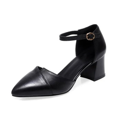 Sandália Feminina Elegante Bege Bico Fino Salto Médio Tira Fina Transpassada Fivela Sapatos de Escritório Diários