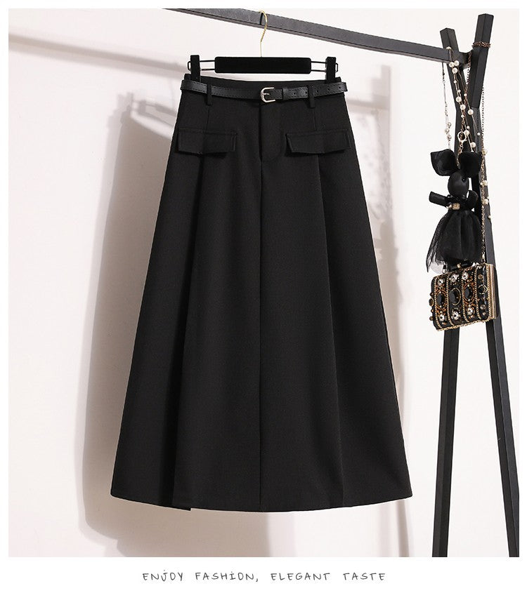Women's Solid Simplicity Casual Chic Skirt Plus Size Suit Skirts Autumn Winter Fashion New A-line Temperament Large Size Skirt