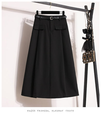 Women's Solid Simplicity Casual Chic Skirt Plus Size Suit Skirts Autumn Winter Fashion New A-line Temperament Large Size Skirt