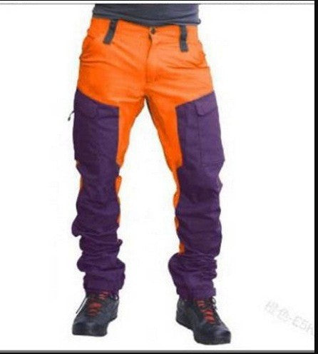 2025 Men's Outdoor Sports Casual Cargo Pants Fashion Color Blocking Multi-pockets Work Pants Male Baggy Joggers Pants Streetwear
