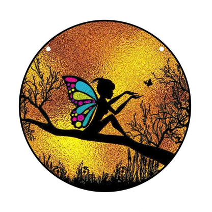 Starry Night Sky Round Acrylic Painted Home Living Room Window Wall Hanging Craft Party Car Pendant Retro Decoration Accessory