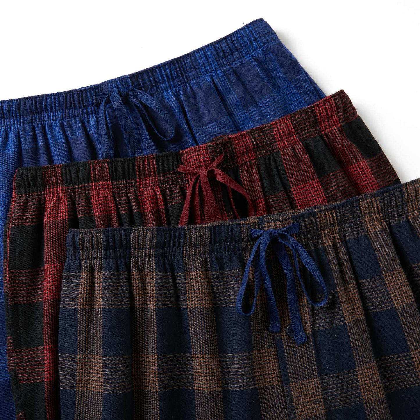 3pcs Mens Pajamas Pants with Pockets Flannel Soft Warm Plaid Pajamas Bottoms Autumn and Winter Daily Loungewear Sleepwear