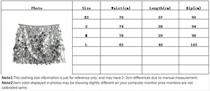 Silver Sequin Skirt Woman High Waist Mini Skirt Woman Fashion Shiny Glitter Eleg
