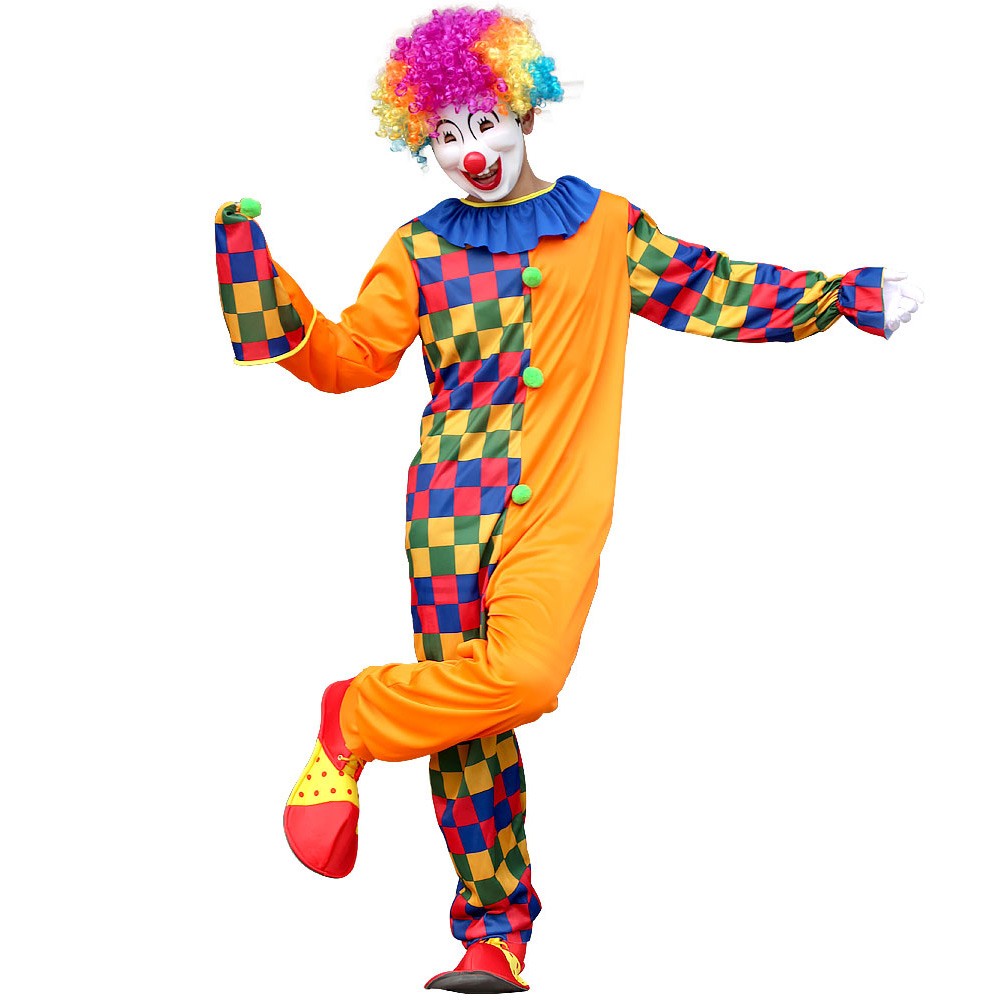 Adults Funny Clown  Costumes ,Joker Cosplay Suits for Men,Magician Performance Fancy Outfits?just Clothes,no Prop Wig/Mask/Shoes