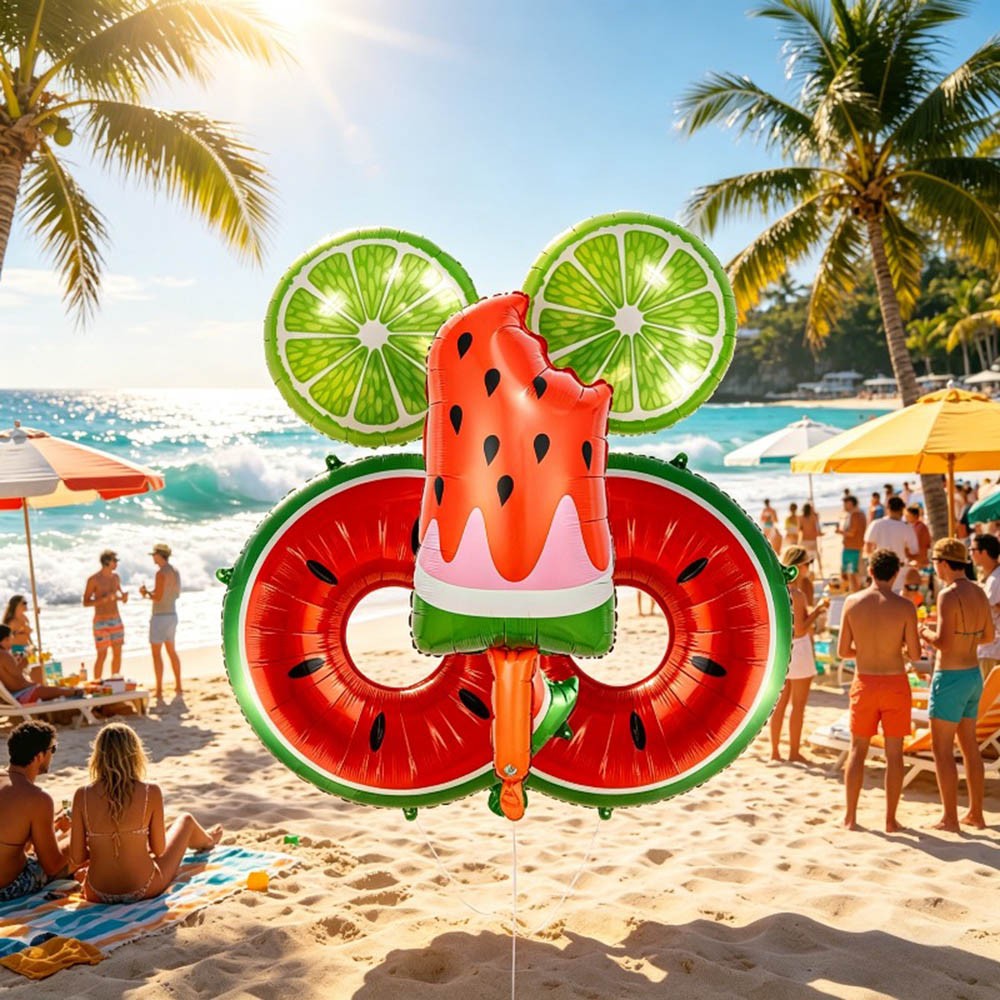 Tropical Balloon Hawaiian Balloons Fruit Watermelon Strawberry Orange Fruit Foil Balloon Birthday Party Pool Party Decorations