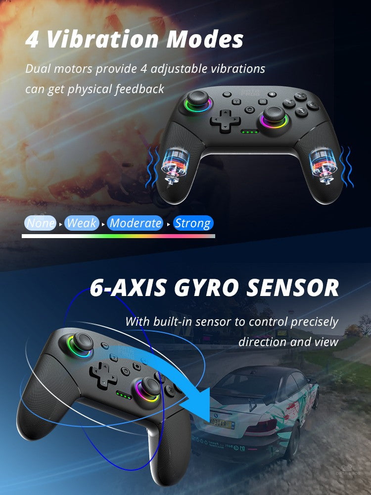 DATA FROG Wireless Game Controller For Switch / Lite / OLED Model PC Gaming Joystick Dual Vibration Turbo