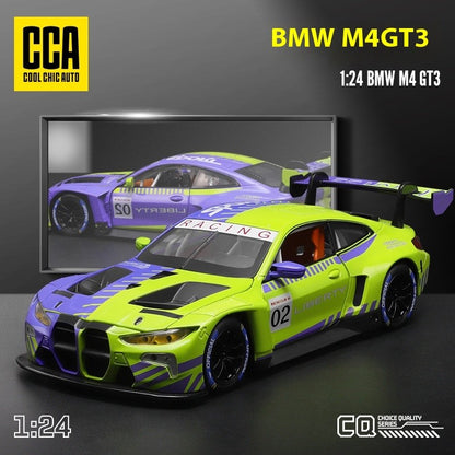 1:24 BMW M4 GT3 Carro Esportivo de Liga Leve Super Corridas com Luz e Som Brinquedo para Mães, Crianças, Meninos Jogos Miniatura de Carro