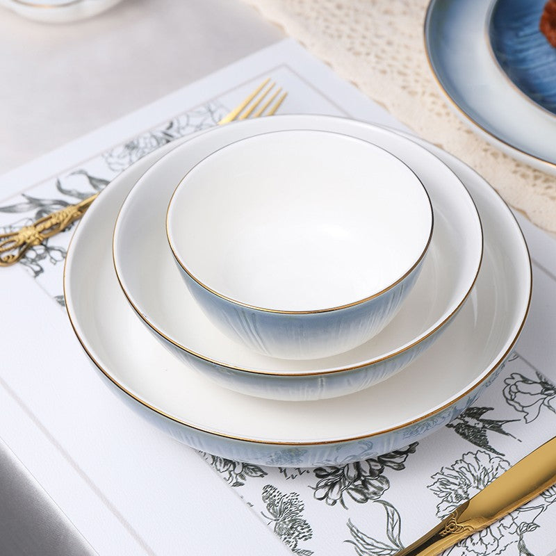 Conjunto de Tigelas de Cerâmica Louça de Osso Porcelana Utensílios de Mesa Combinação de Talheres para Casa Louça de Cerâmica de Alta Qualidade Pratos de Cerâmica Conjuntos de Jantar