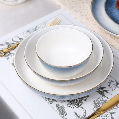 Conjunto de Tigelas de Cerâmica Louça de Osso Porcelana Utensílios de Mesa Combinação de Talheres para Casa Louça de Cerâmica de Alta Qualidade Pratos de Cerâmica Conjuntos de Jantar