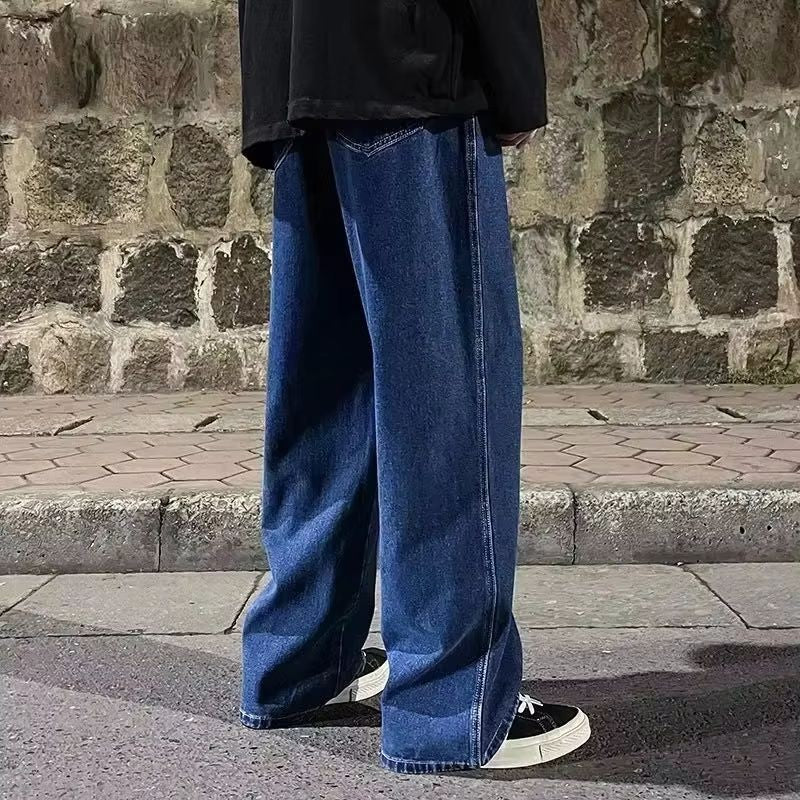 2025 Outono e Inverno Calça Jeans Masculina Coreana de Perna Reta Moda Masculina Versátil Calça Fina Solta Masculina Retrô Lavada
