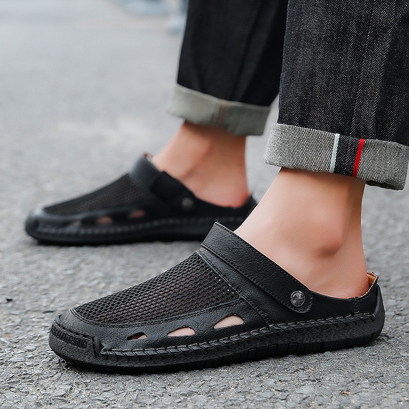 Soft Sole Male Simple Slippers Breathable Mens Summer Sneakers Casual Half Shoes Leisure Walk Half Drag Outdoor Non-Slip Sandals