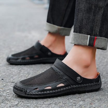 Soft Sole Male Simple Slippers Breathable Mens Summer Sneakers Casual Half Shoes Leisure Walk Half Drag Outdoor Non-Slip Sandals