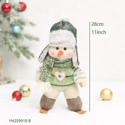 2026 New Green Forest Christmas Decorations Telescopic Elk Snowman Doll Skiing Plush  Navidad Home Decor New Year Gift