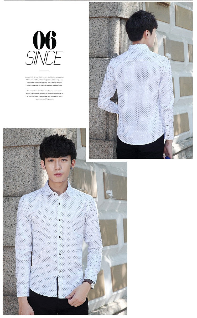 2026 Spring Men's Long-sleeved Shirt, Single-breasted Lapel Cotton Shirts, Blue