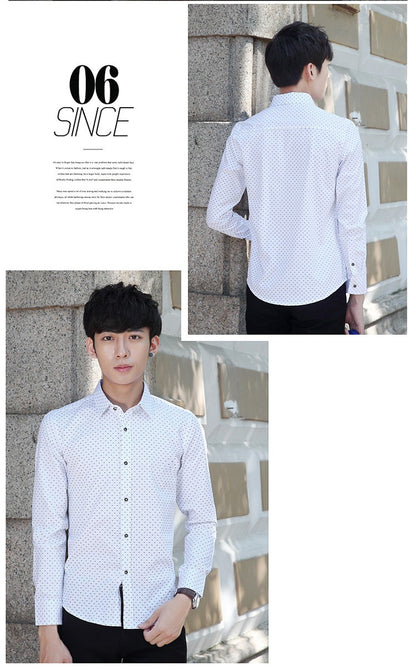 2026 Spring Men's Long-sleeved Shirt, Single-breasted Lapel Cotton Shirts, Blue