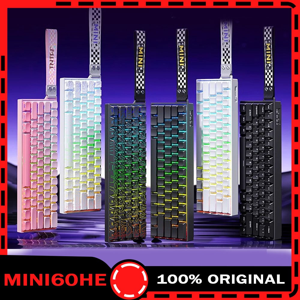 Teclado AULA Mini60 HE Magnetic Switch RGB Tri Mode Sem Fio Mecânico 8000Hz 0.01mmRT Teclado Gamer Presentes para Gamers