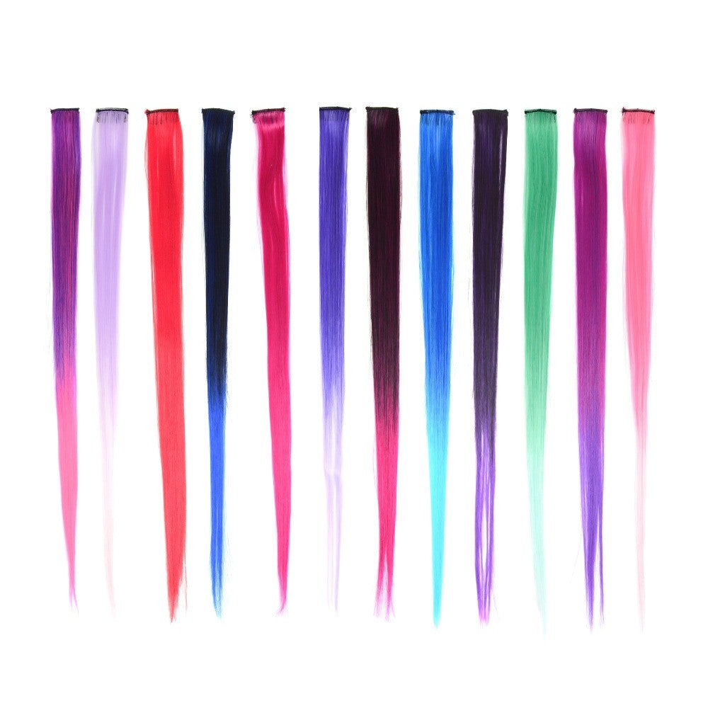 Mega Hair Tic Tac Sintético 55 cm Longo Colorido Liso Peças de Cabelo Sintéticas para Uso Diário Festas