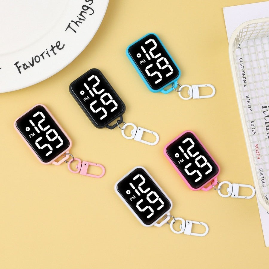 1/4/5 pcs Electronic Pocket Watch LED Keychain Nurse Pocket Watch Digital Watch for Student Backpacks Keys Pendant Timepiece
