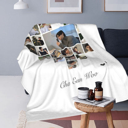 Cha EunWoo Kpop Astro Blankets Soft Warm Flannel Throw Blanket Cover for Bed Living room Picnic Travel Home Sofa