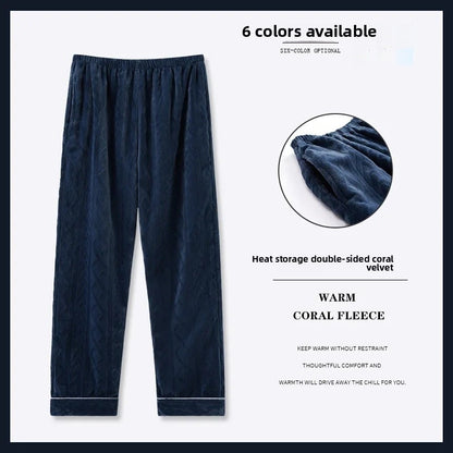 Men's Thickened Coral Fleece Pajama Pants Home Leisure Velvet Plush Winter Warm Large Size Sleepwear Comfortable Soft Fabric