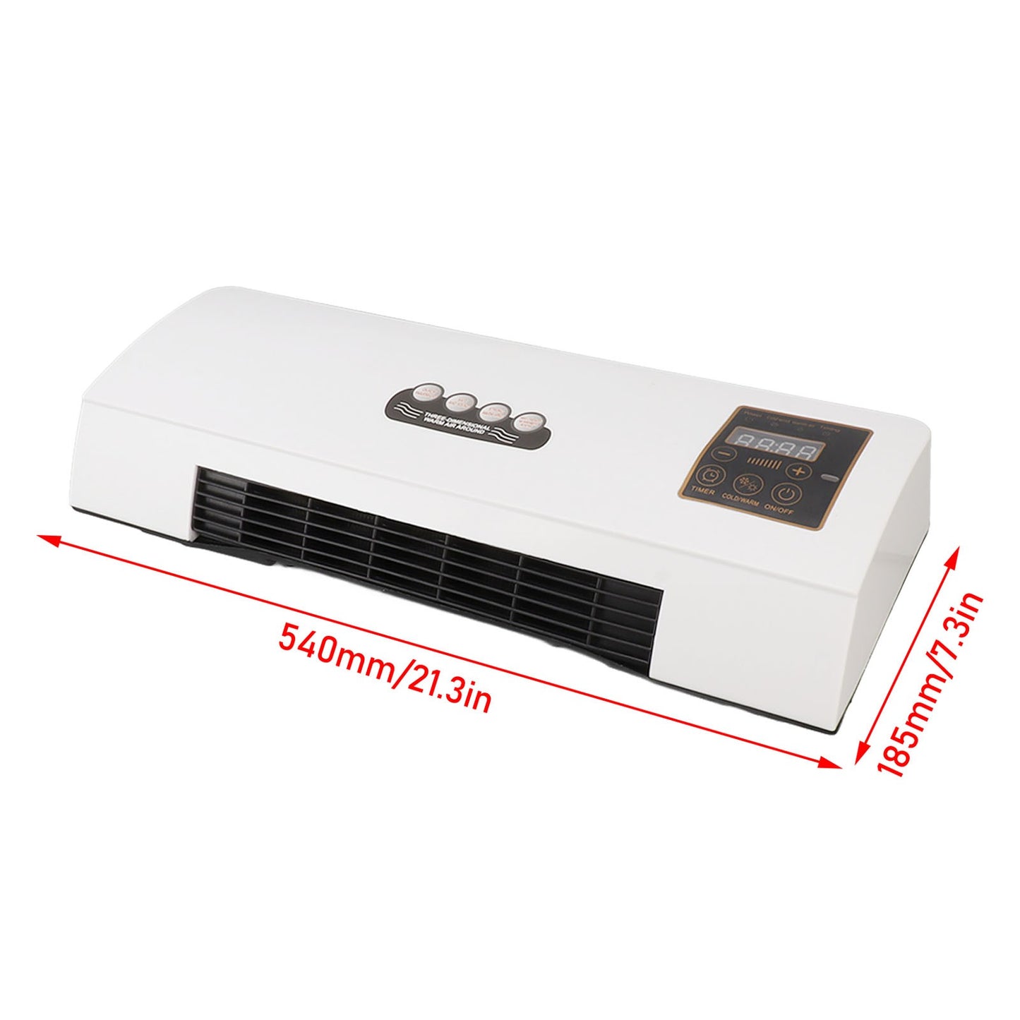 Ventilador Quente de Ar Condicionado de Parede, Controle Remoto de 10m, Aquecedor de Ar Condicionado de 1800W para Quarto