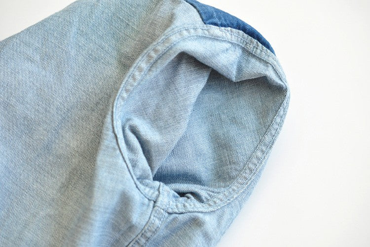SauceZhan Chambray shirt  men shirt long sleeve Denim Shirt Cotton Casual Wash Shirt Mens Dress Shirts Jeans Shirts Slim