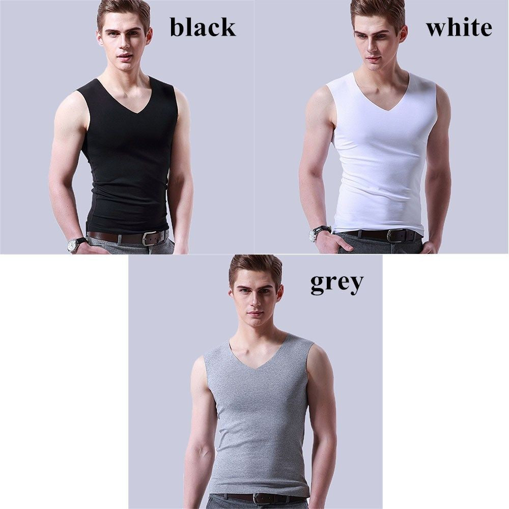 Casual Fashion Stretch Tight Slim Solid Undershirt Ice Silk Seamless Men's Tank Tops
