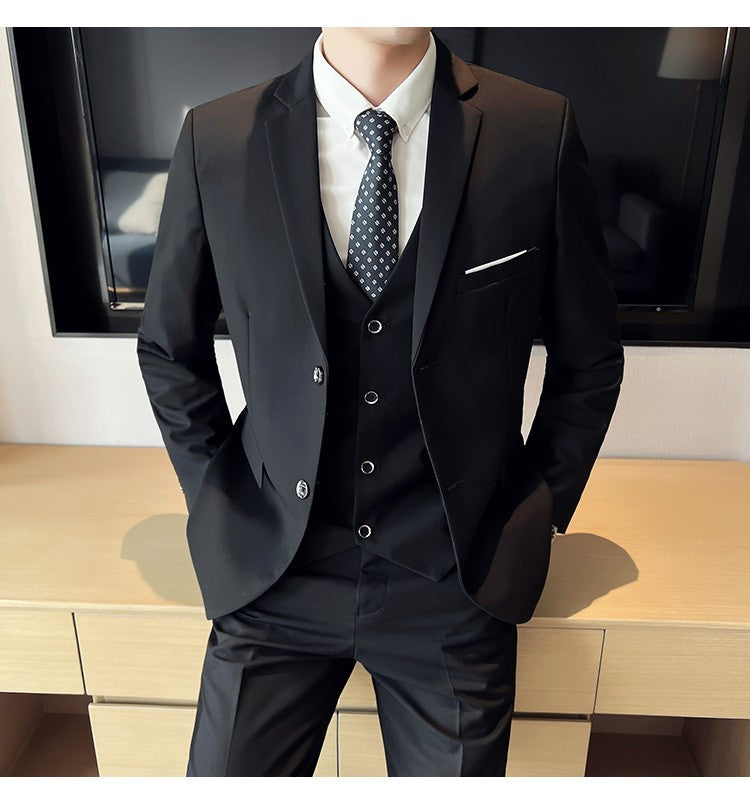 Men's High-Quality 3-Piece Business Casual Wedding Suit Vest Trousers Set Handsome Fashion Banquet Clothing S-6XL