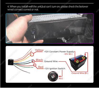 MEKEDE 1Din 6.86 polegadas Carplay Android Auto Rádio Automotivo Universal Reprodutor Multimídia com BT FM Estéreo USB Tipo-C Câmera Unidade Principal