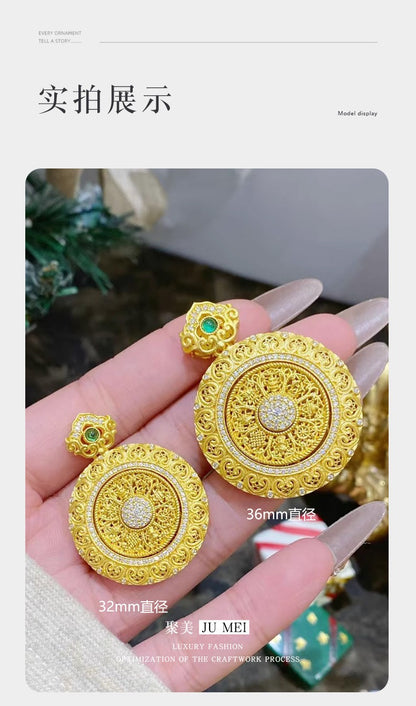 Gold shop 9999 24K real gold Chinese large rotating filigree Ruyi dot diamond eight treasure compass pendant weaving rope