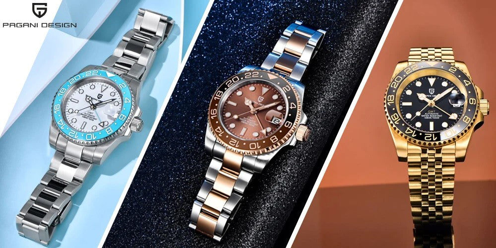 PAGANI DESIGN PD-1662 Luxury GMT Men Mechanical Wristwatch Sapphire Glass Stainless Steel 100M Waterproof Automatic Watches