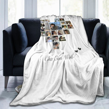 Cha EunWoo Kpop Astro Blankets Soft Warm Flannel Throw Blanket Cover for Bed Living room Picnic Travel Home Sofa