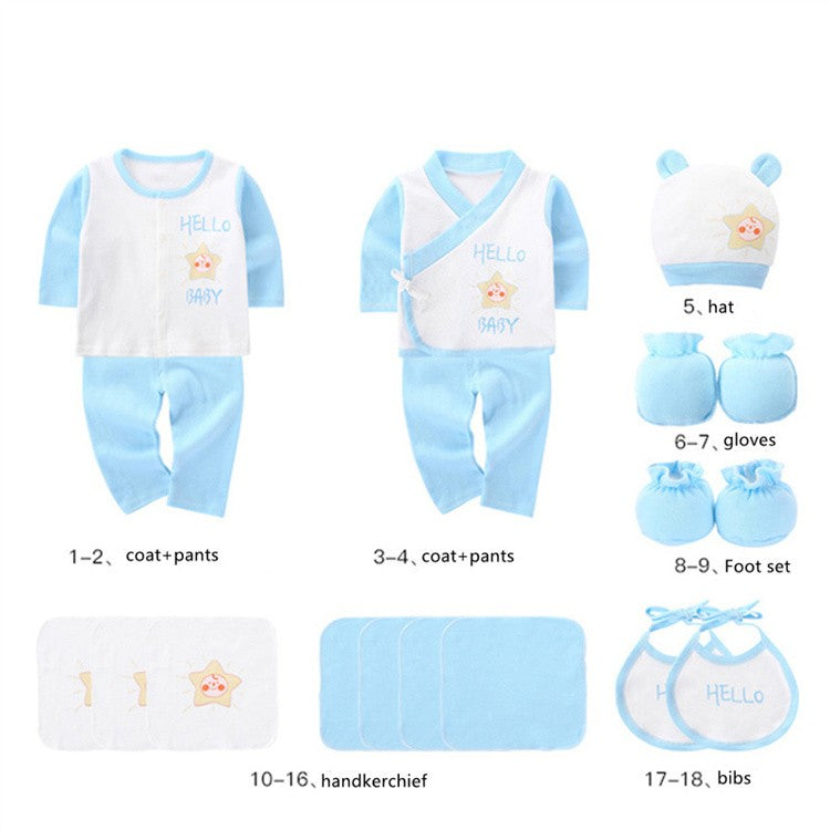 Lawadka 18piece/lot Newborn Baby Clothes For Girls Boys Sets 100% Cotton Infant Spring Autumn Soft Boy Clothing New born Hat Bib