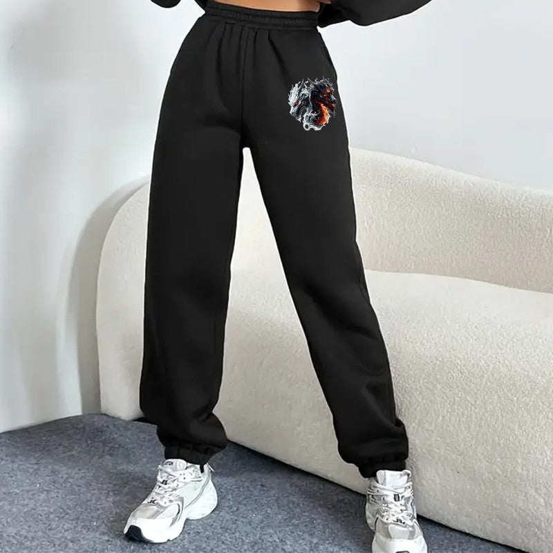 Women's Sweatpants Trousers Fashion Horror Double Evil Dragon Print Trousers Spring Autumn Winter Sweatpants