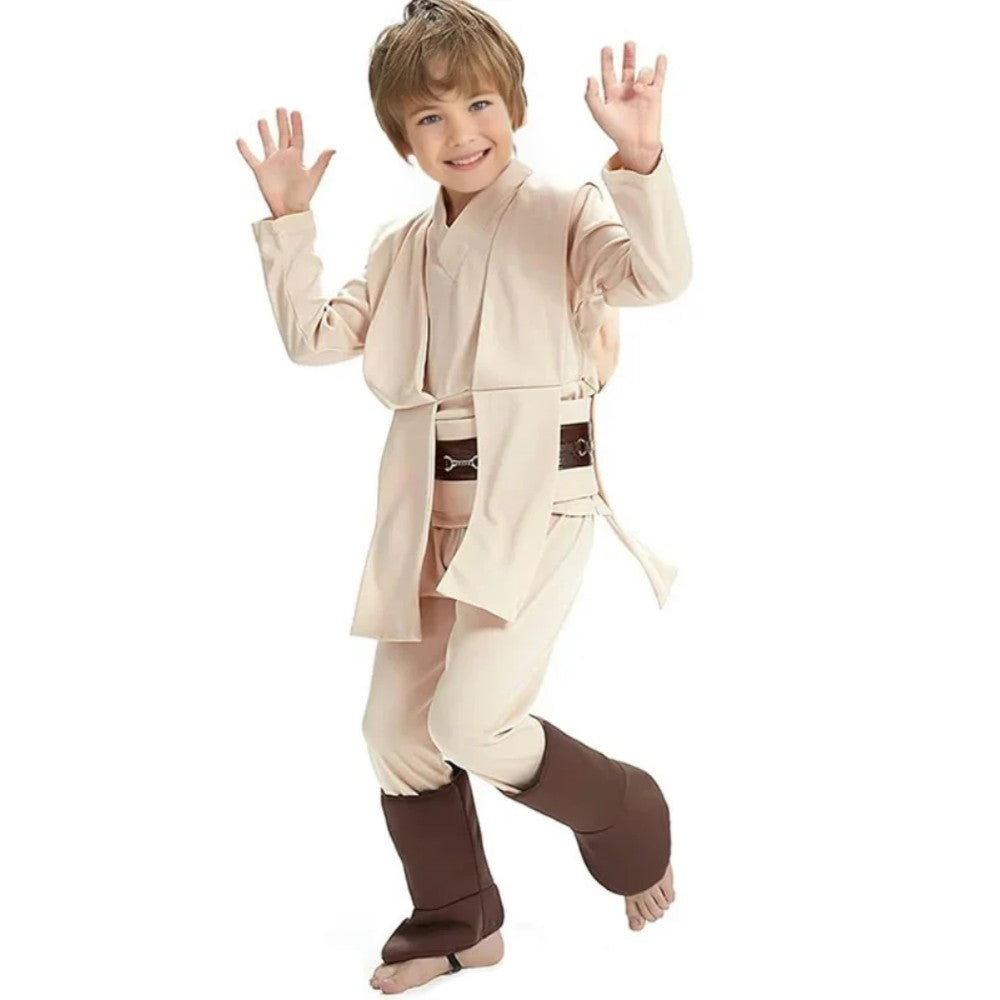 New Kid Children Jedi Knight Cosplay Costume Obi Wan Kenobi Uniform Suit Anakin Skywalker Hooded Robe Cloak Outfits