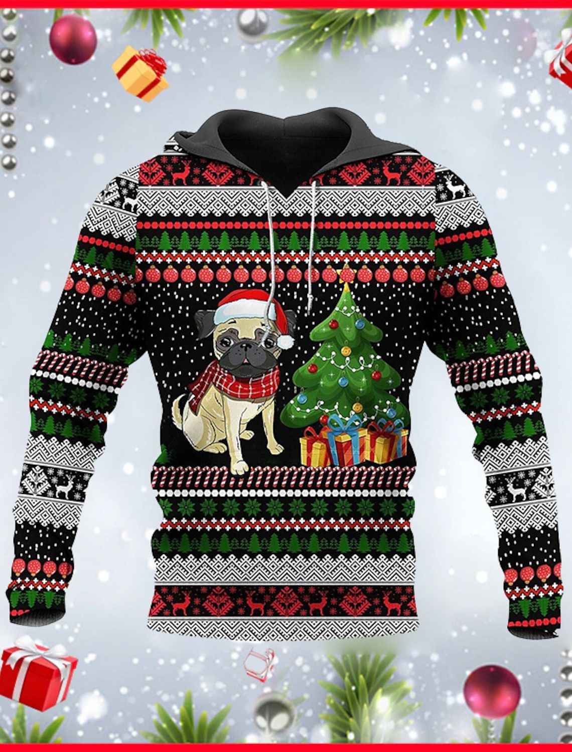 New Men's Hooded Hoodies 3D Print 2024 Christmas Theme Graphic Sweatshirt Drawstring Long Sleeved Streetwear Tops Men's Clothing