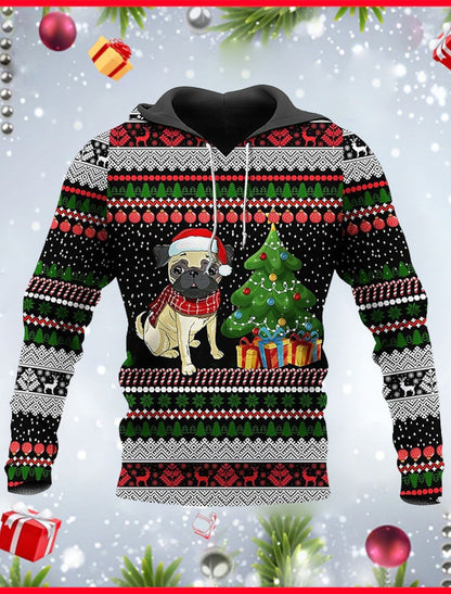 New Men's Hooded Hoodies 3D Print 2024 Christmas Theme Graphic Sweatshirt Drawstring Long Sleeved Streetwear Tops Men's Clothing