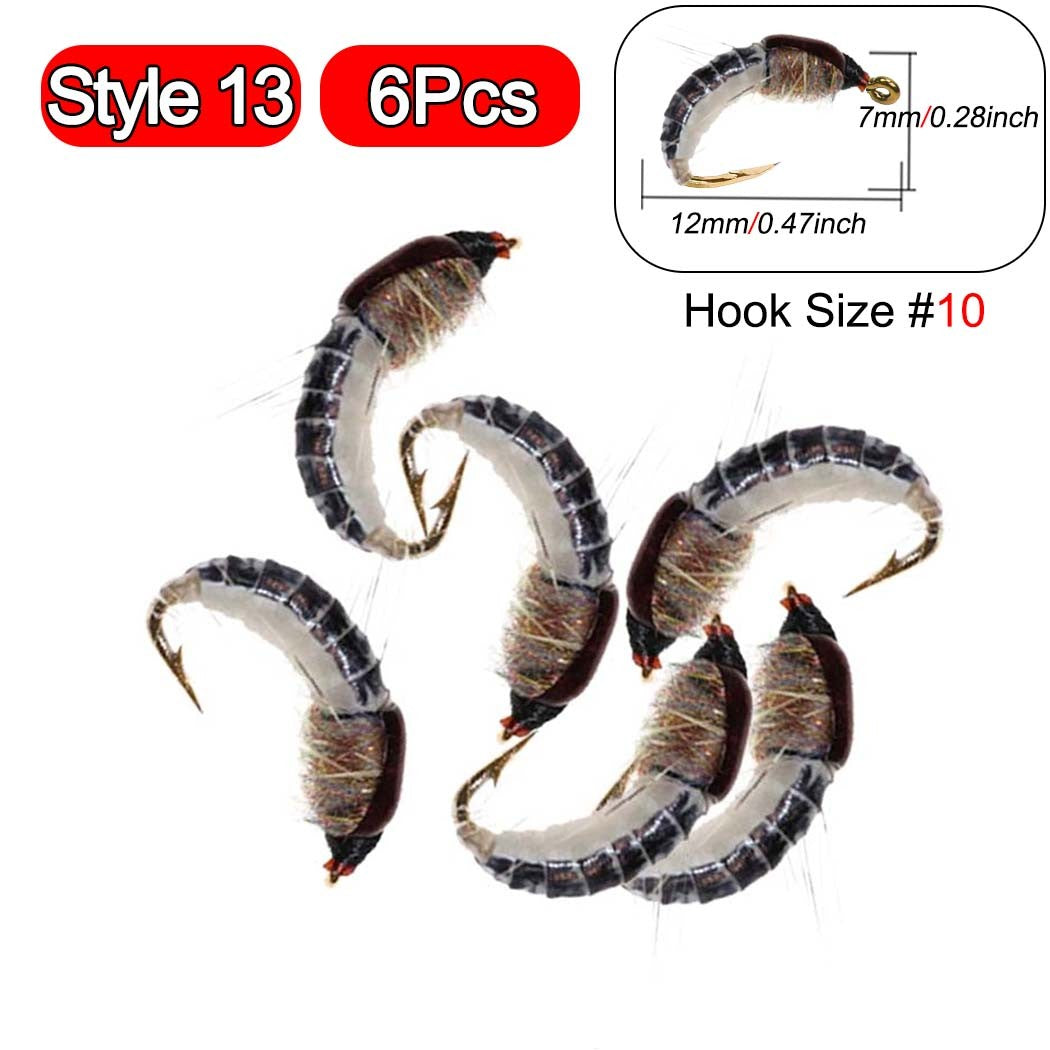 5 Peças Latão Beadhead Pavão Herl Buzzer Fly Isca de Pesca no Gelo Jig Ninfas Larvas para Pesca de Truta Perca Bluegill